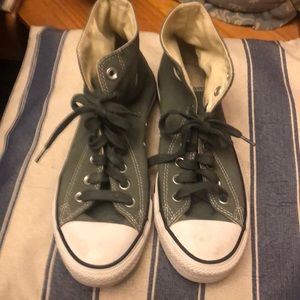 Army green converse hi top sneakers